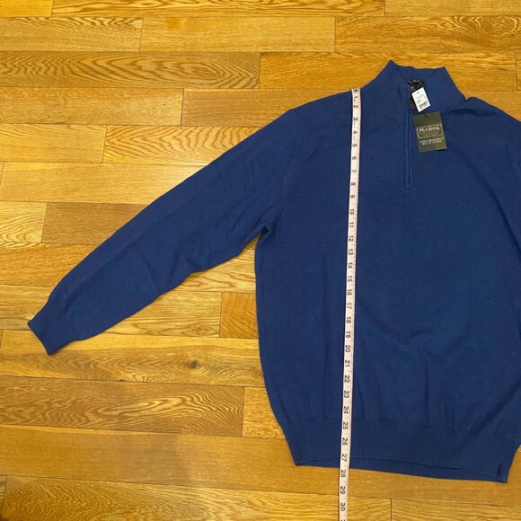 Jos A Bank Traveler Sweater Mens Size XL Pima Cotton Knit Quarter Zip NWT Blue - Picture 4 of 9